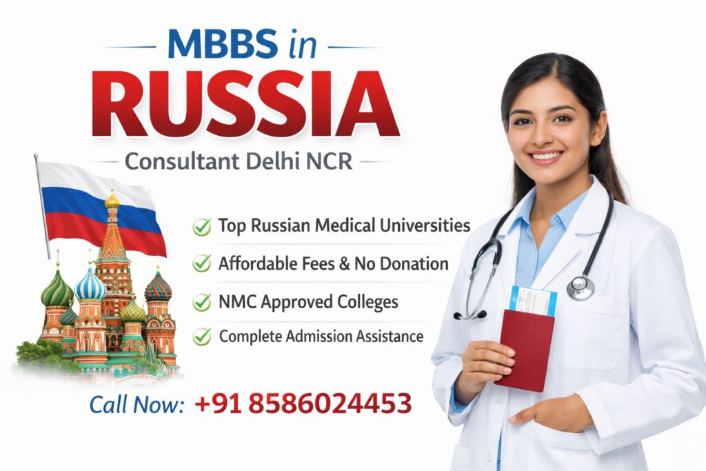 MBBS in Russia Consultant Delhi NCR with affordable fees, top medical universities, and complete guidance