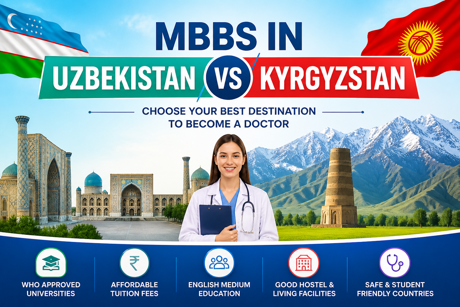 MBBS in Uzbekistan vs Kyrgyzstan: Ultimate 2026 Guide to Choose the Best Country